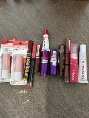 Mixed Lip Balm & Lipstick Lot — Various Brands — Pink, Red, Mauve, Brown